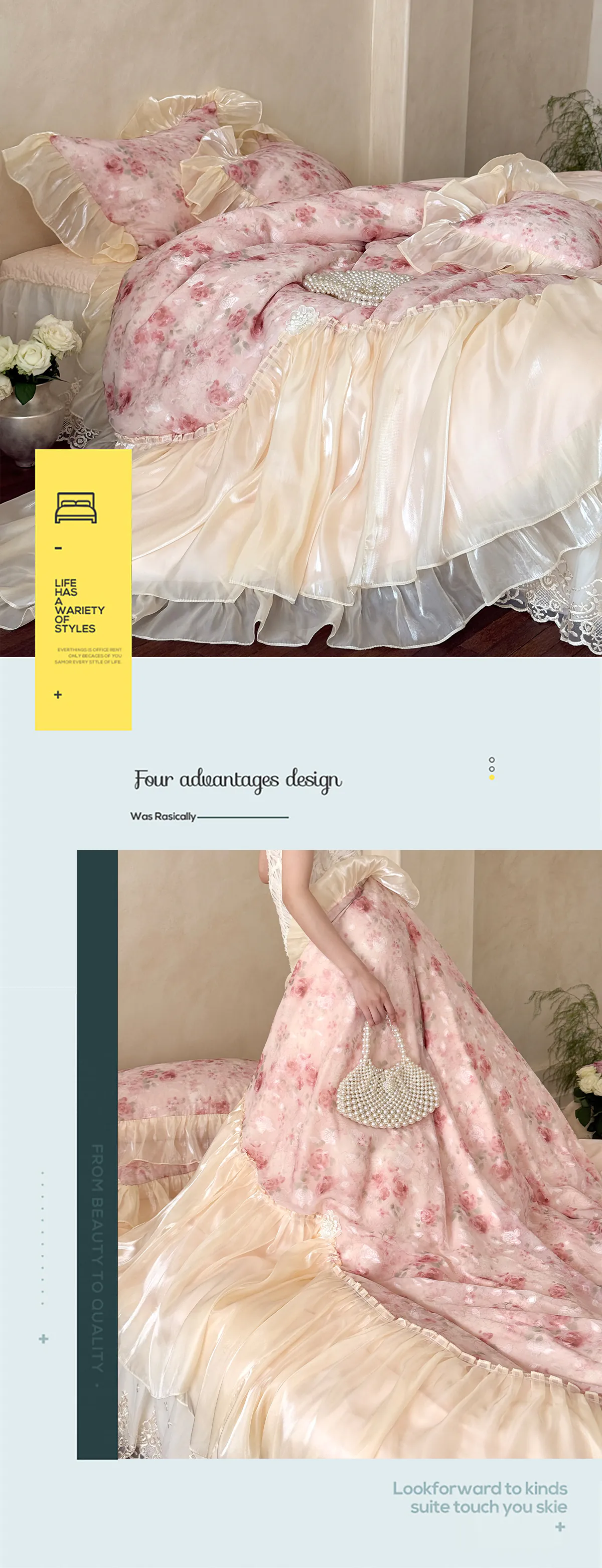 Romantic-Pink-100-Combed-Cotton-Rose-Floral-Print-Lace-Trim-Bedding-Set09