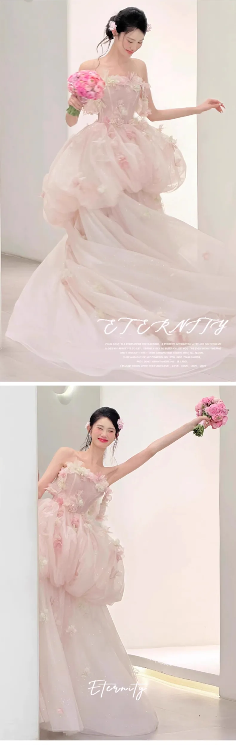 Romantic-Soft-Pink-Off-Shoulder-Bubble-Skirt-Tulle-Bridal-Gown-Prom-Dress09