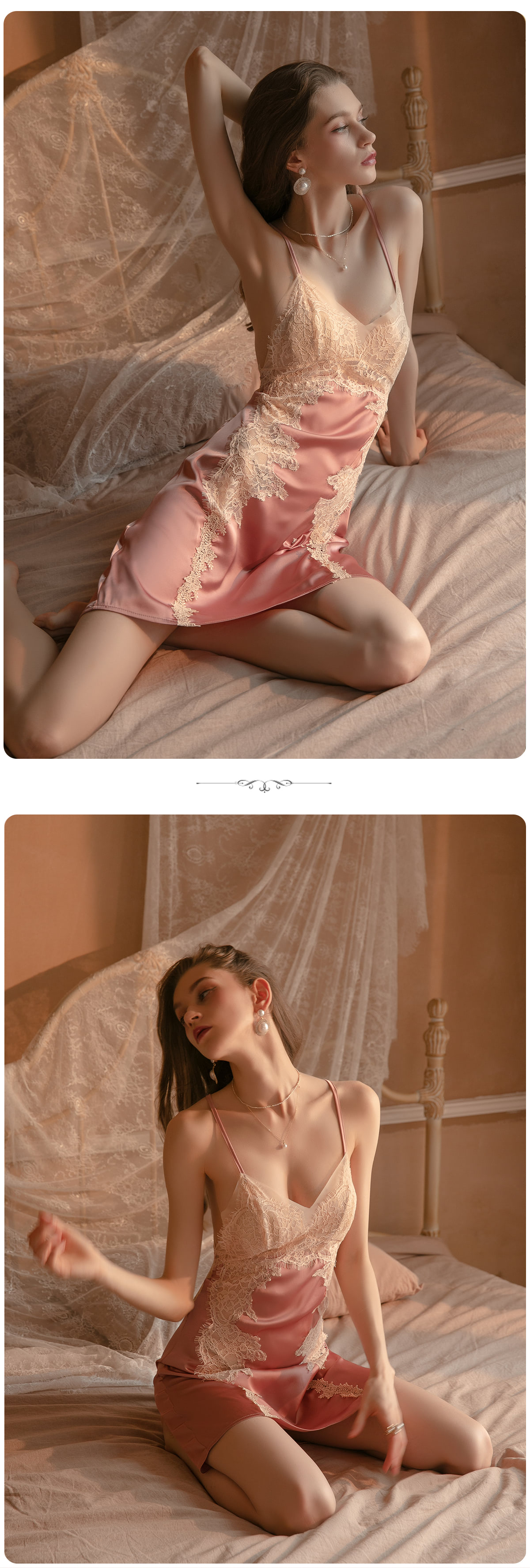 Sexy Sheer Lace Slip Nightgown Backless Sleepwear14