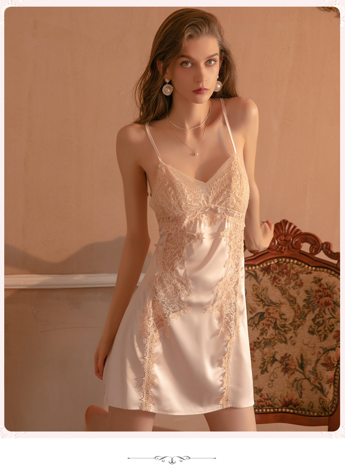 Sexy Sheer Lace Slip Nightgown Backless Sleepwear17
