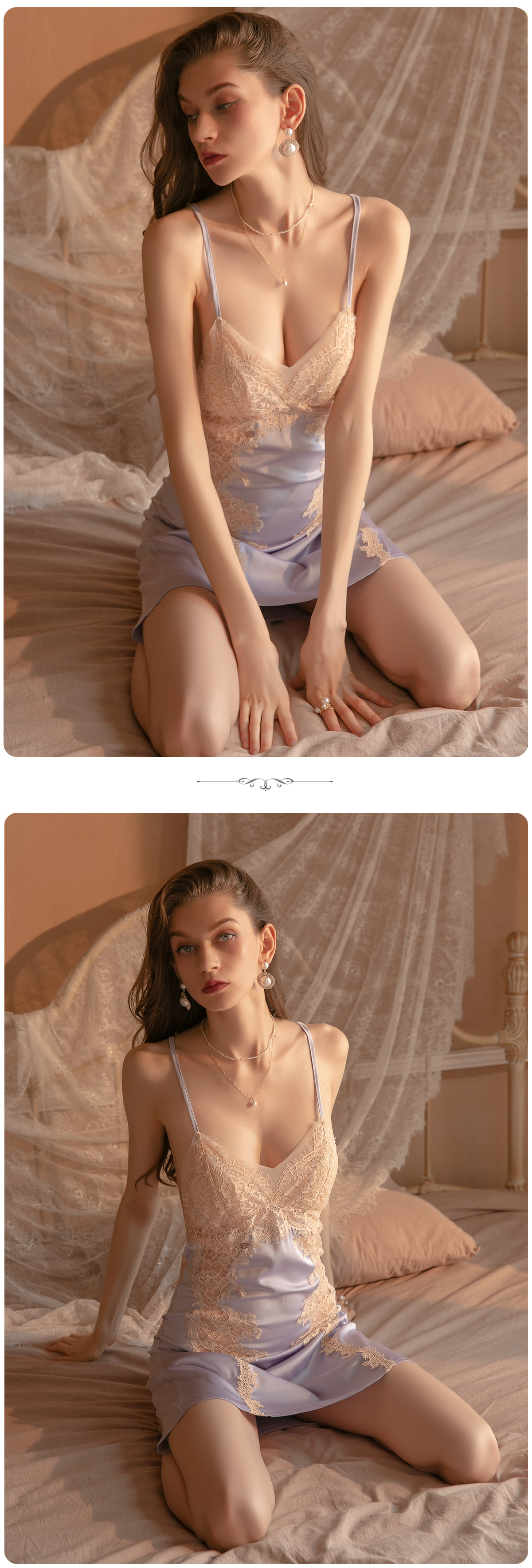 Sexy Sheer Lace Slip Nightgown Backless Sleepwear29