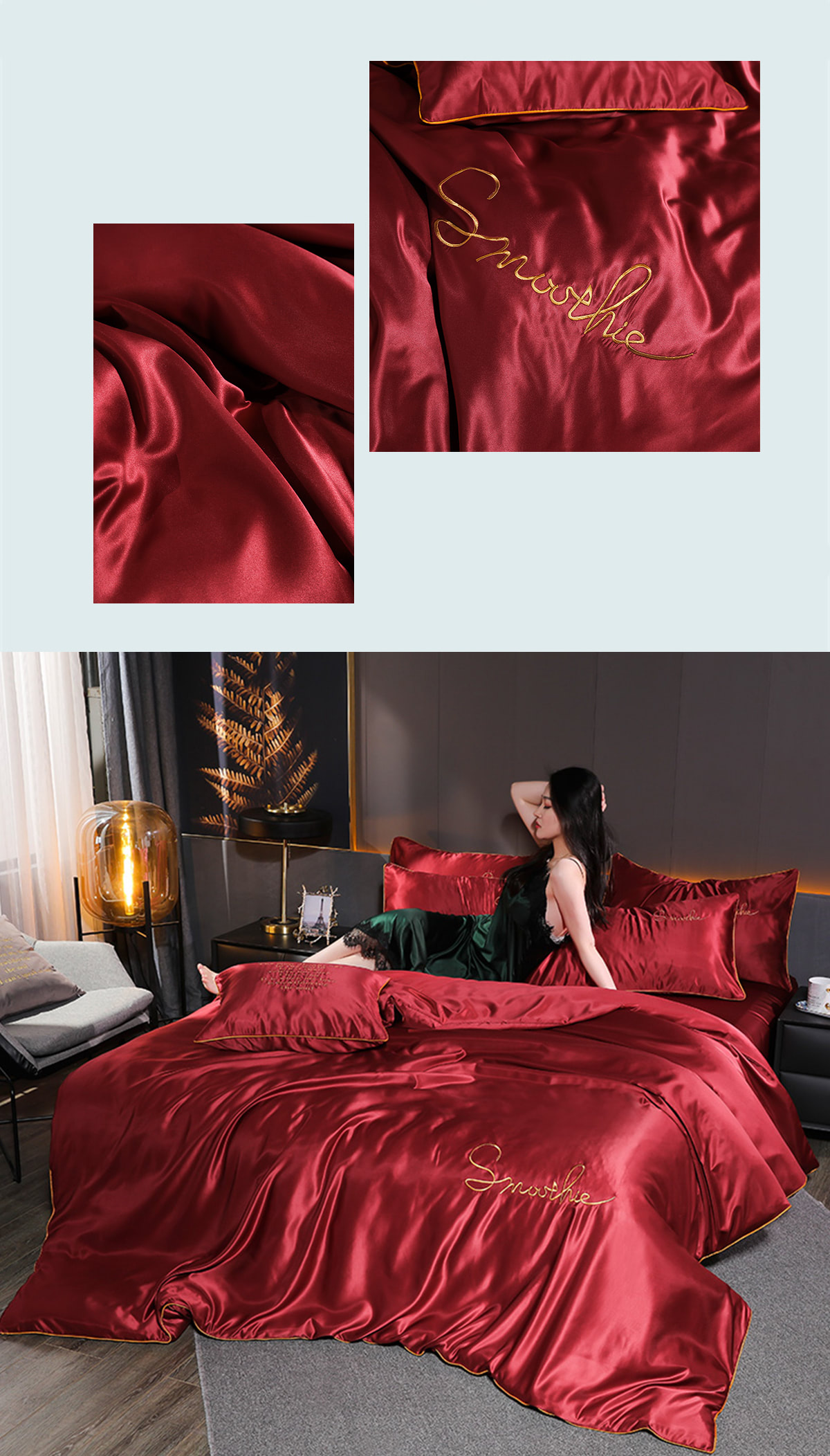 Sexy-Solid-Color-Silky-Satin-Duvet-Cover-Bedding-Set-4-Pcs15