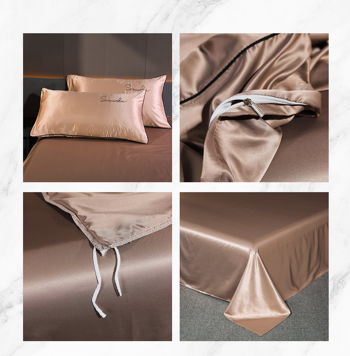 Silky-Satin-Duvet-Cover-Flat-Sheet-Pillowcase-Bedding-4Pcs-Set16