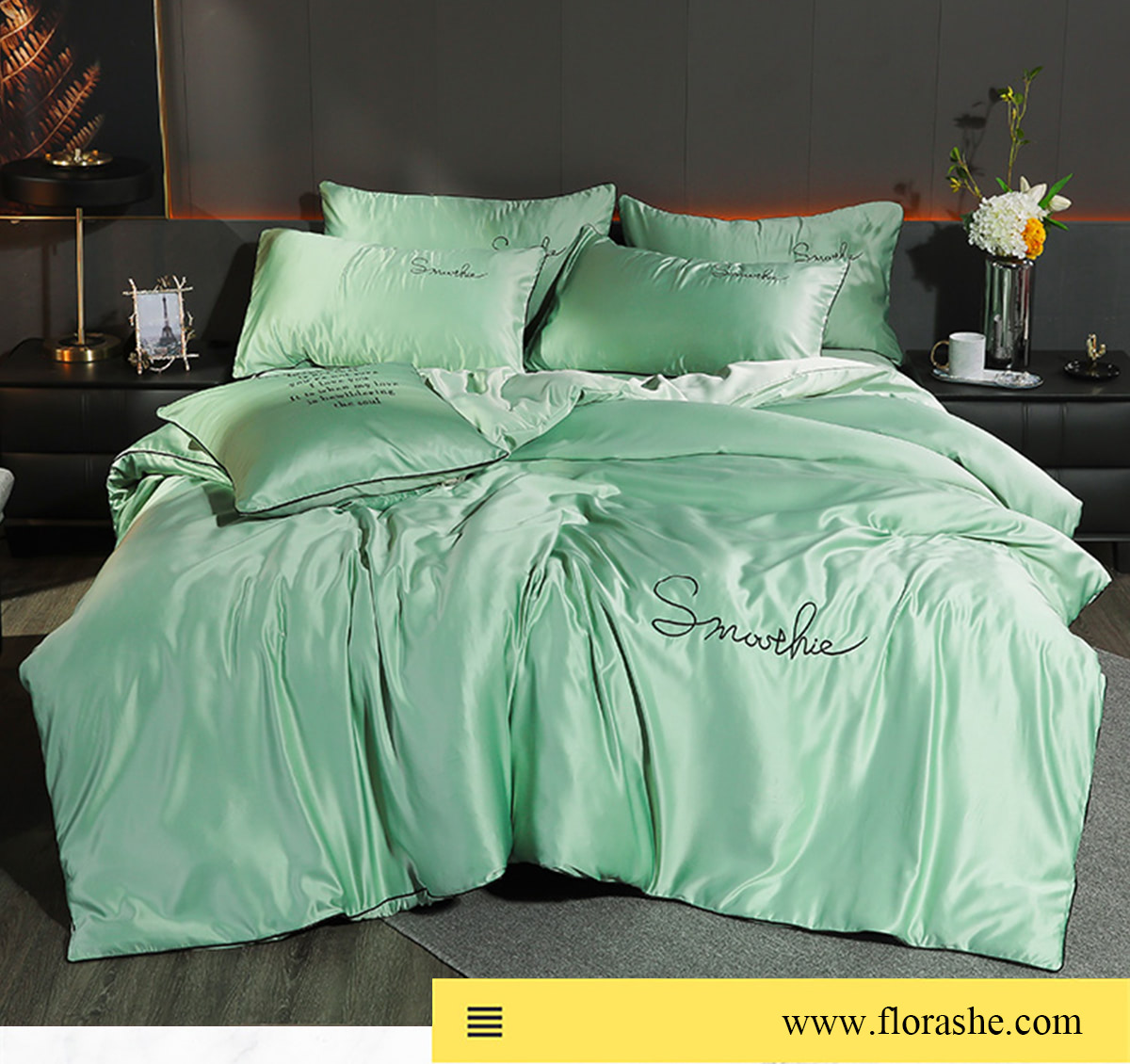 Silky-Satin-Duvet-Cover-Flat-Sheet-Pillowcase-Bedding-4Pcs-Set17
