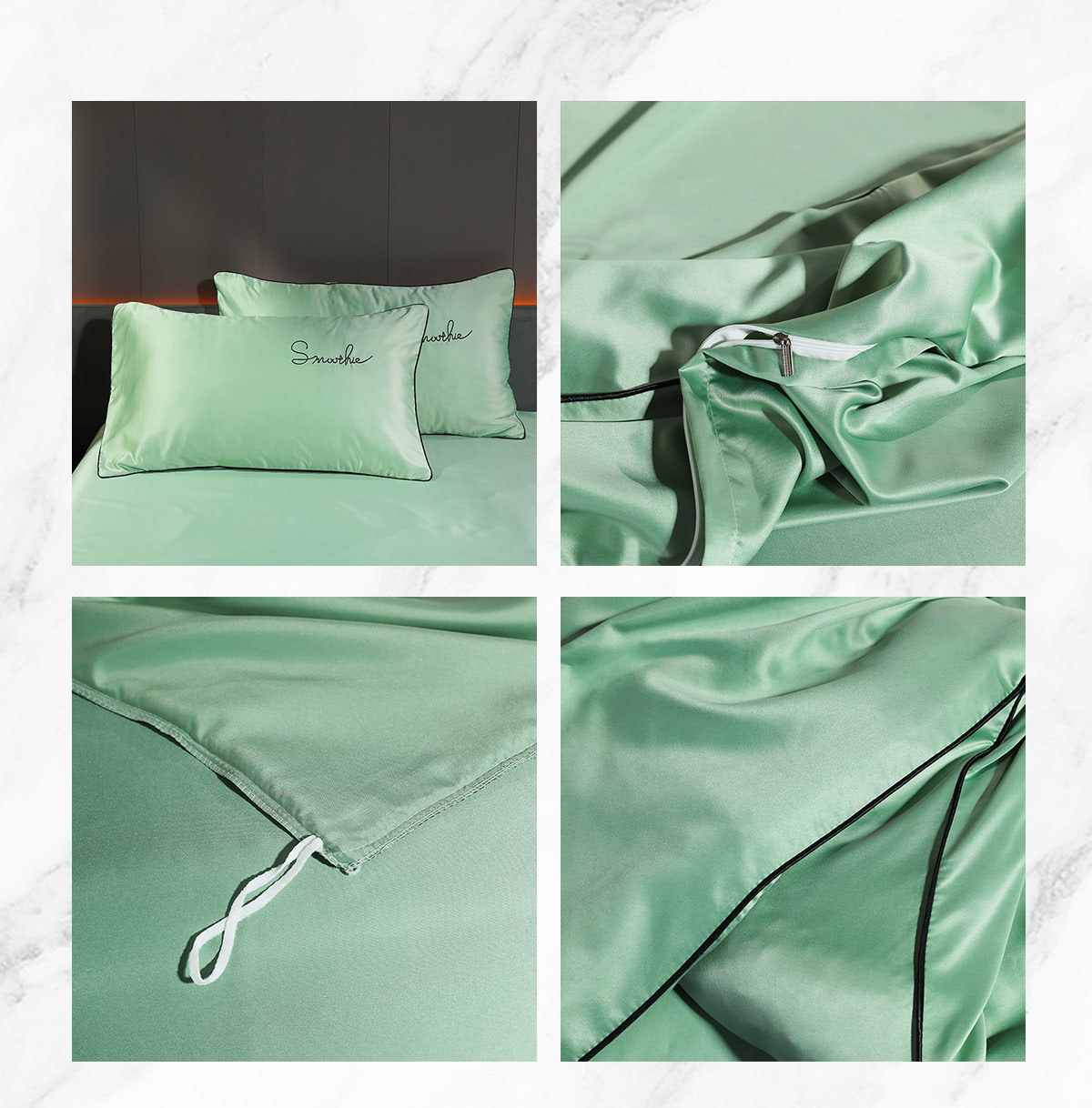 Silky-Satin-Duvet-Cover-Flat-Sheet-Pillowcase-Bedding-4Pcs-Set22