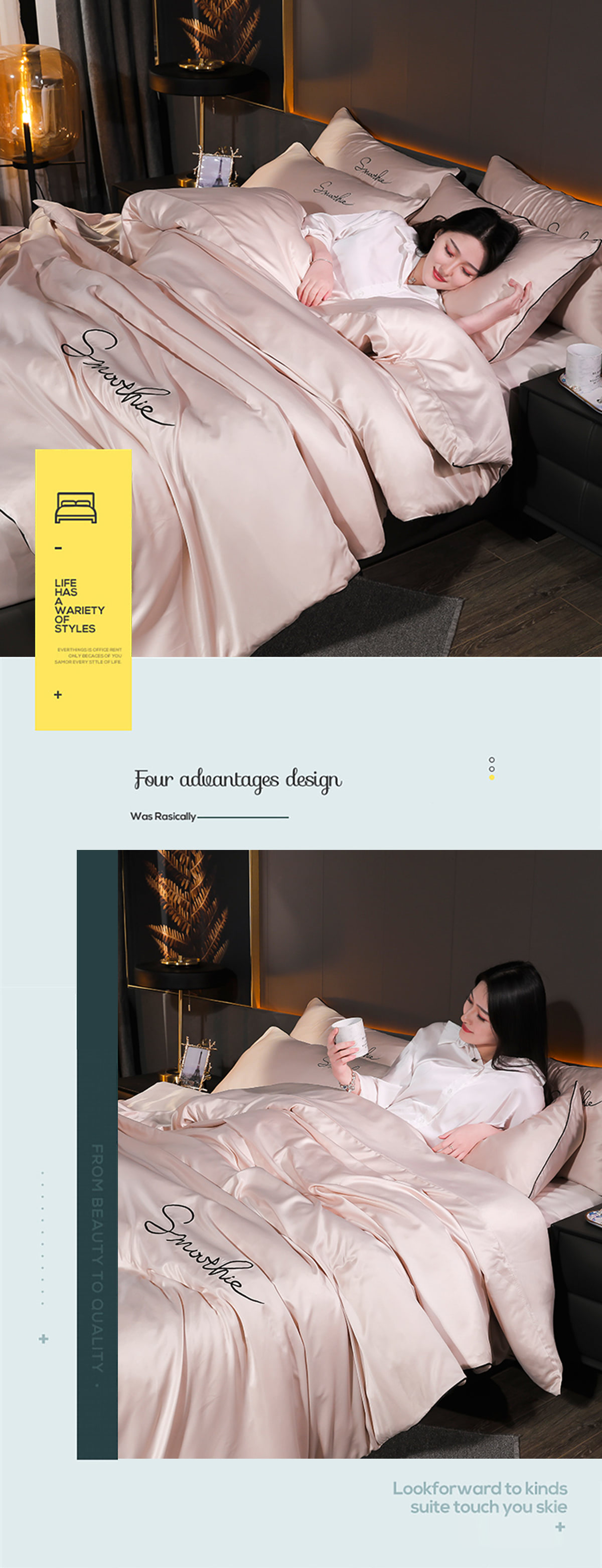 Silky-Satin-Duvet-Cover-Flat-Sheet-Pillowcase-Bedding-4Pcs-Set25