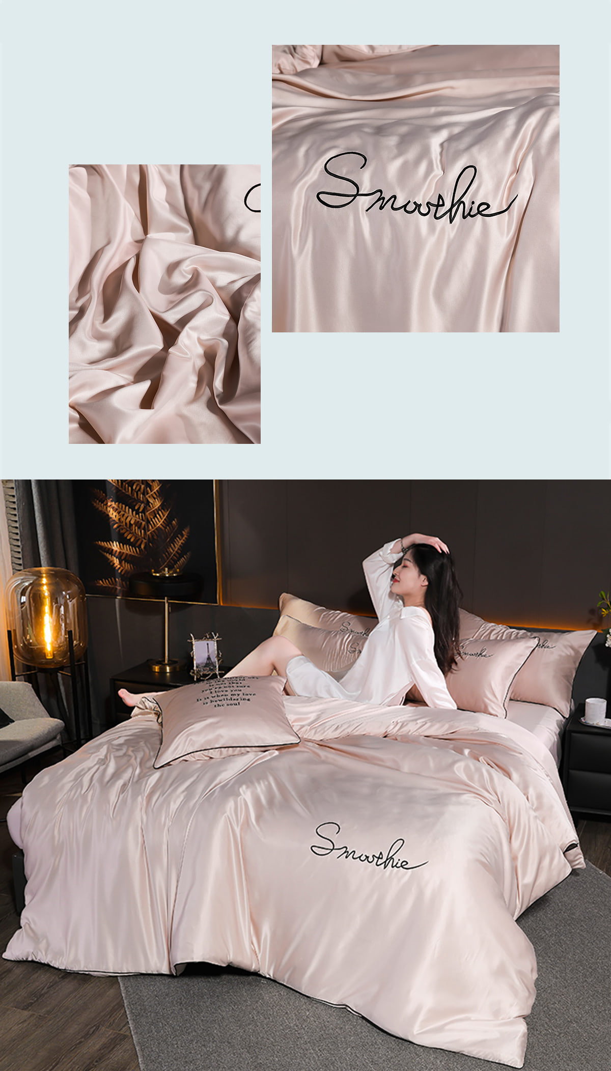 Silky-Satin-Duvet-Cover-Flat-Sheet-Pillowcase-Bedding-4Pcs-Set27