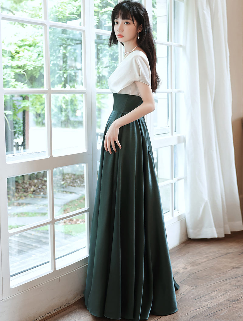 Simple A Line Slim Maxi Dress Retro Green Formal Prom Party Wear01