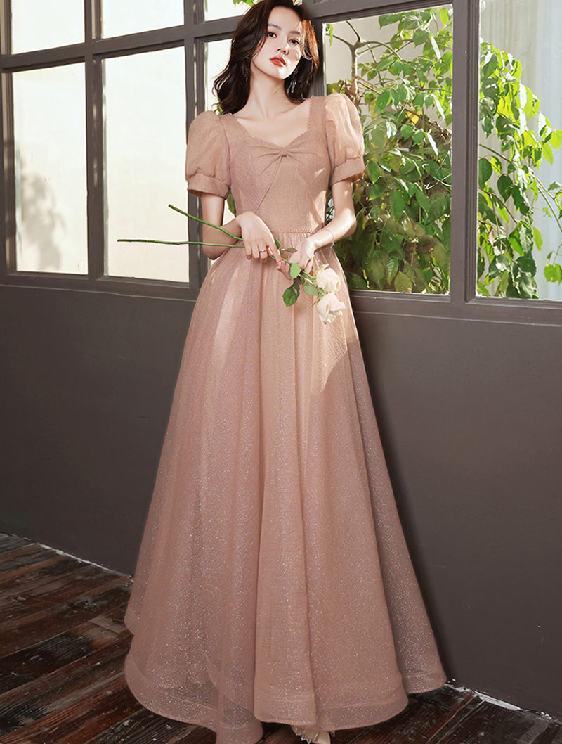 Simple Pink Homecoming Evening Forma Party Prom Long Dress01