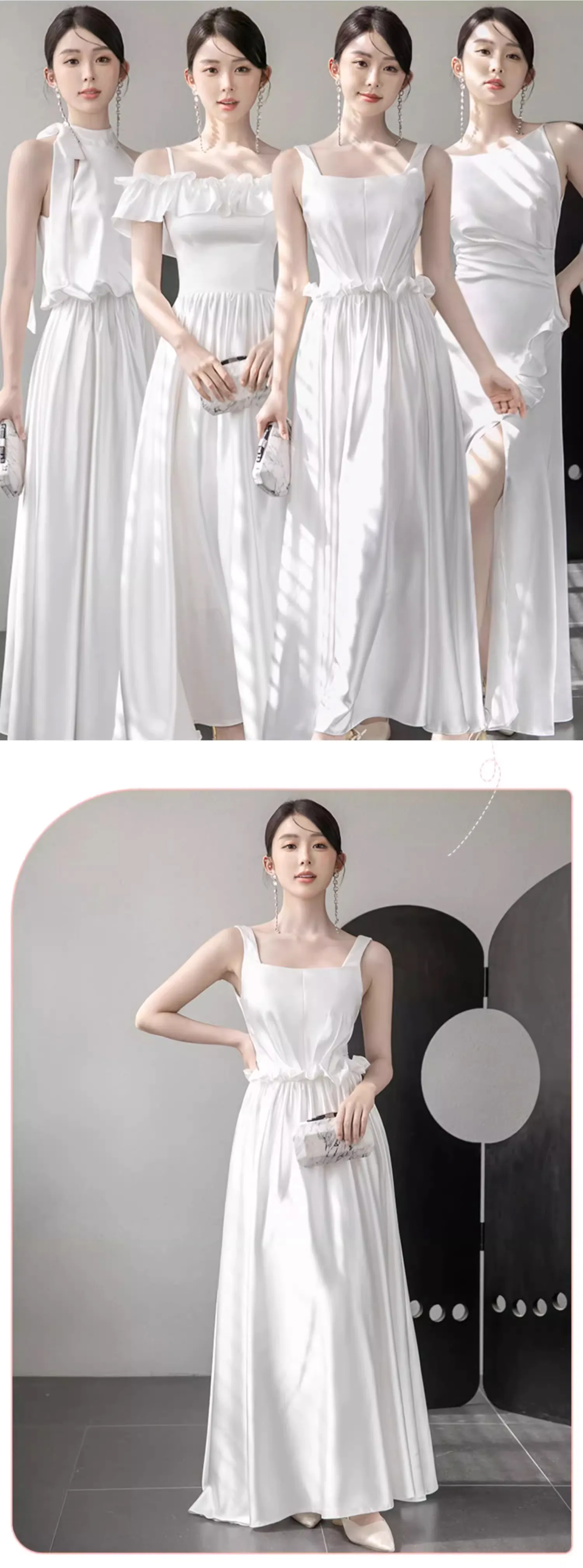 Simple-White-Satin-Formal-Bridesmaid-Wedding-Party-Dress-Evening-Gown11