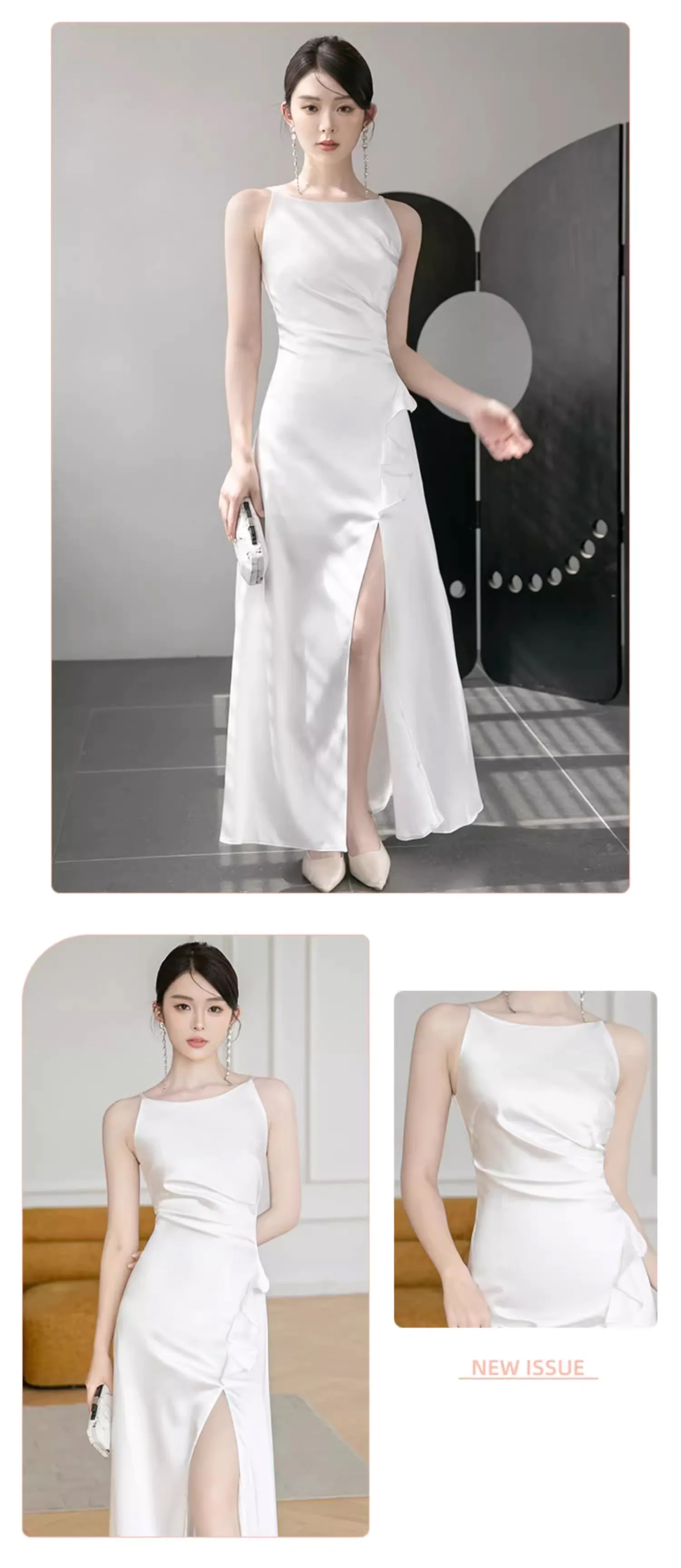 Simple-White-Satin-Formal-Bridesmaid-Wedding-Party-Dress-Evening-Gown14