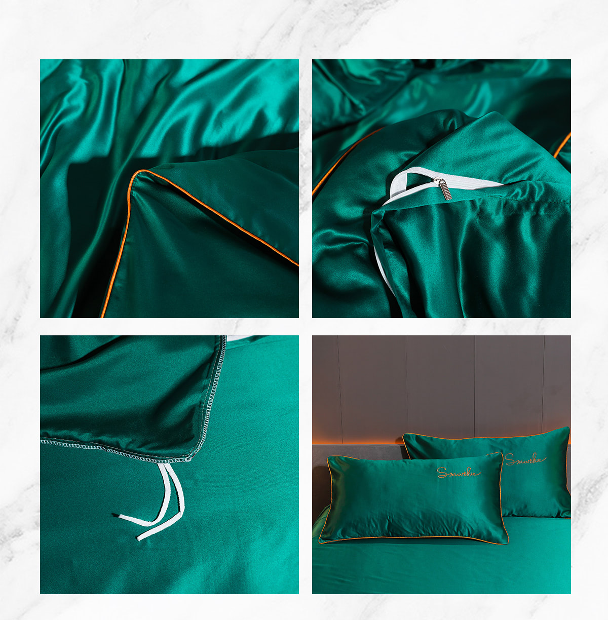 Super-Soft-Solid-Color-Silky-Satin-Flat-Sheet-Bedding-4-Pcs-Set16