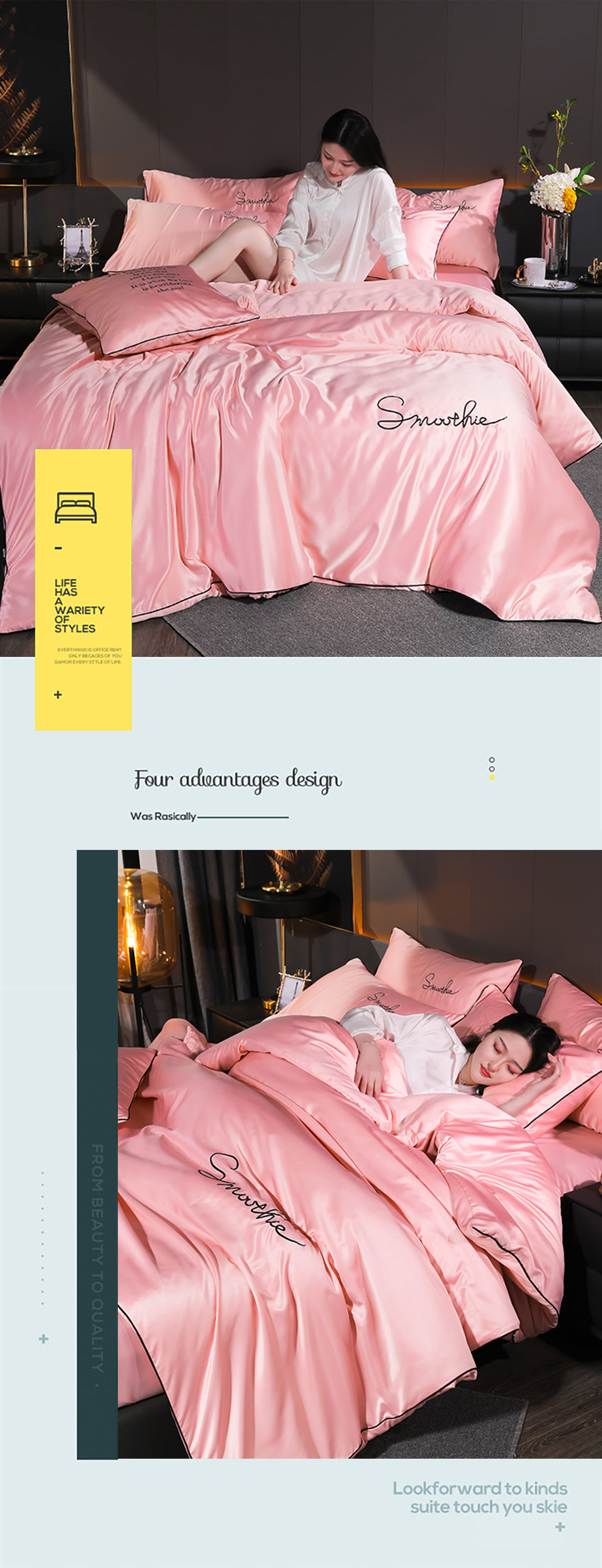 Super-Soft-Solid-Color-Silky-Satin-Flat-Sheet-Bedding-4-Pcs-Set25