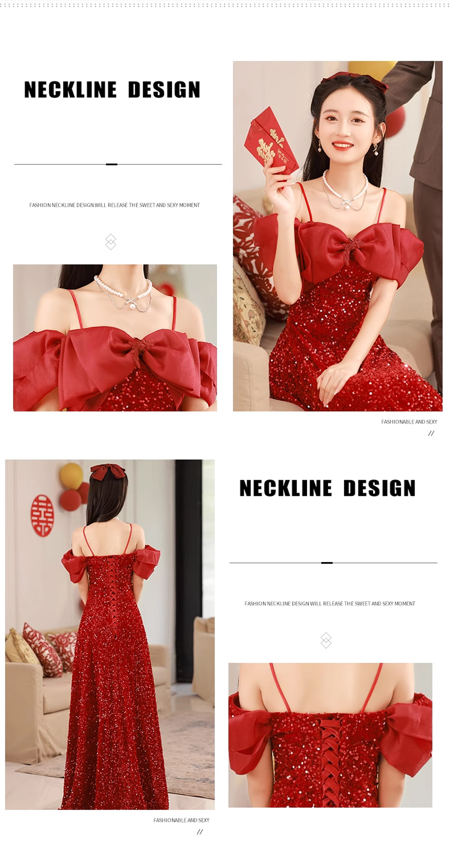 Sweet-Burgundy-Sequin-Bow-Tie-Neck-Slip-Party-Long-Dress-Ball-Gown08