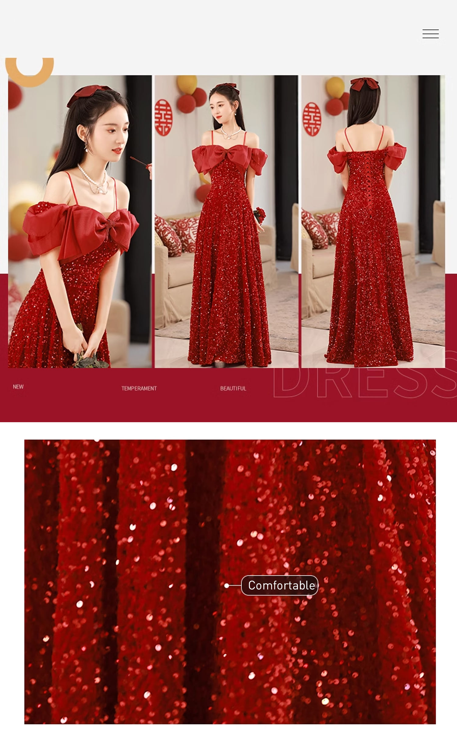 Sweet-Burgundy-Sequin-Bow-Tie-Neck-Slip-Party-Long-Dress-Ball-Gown09