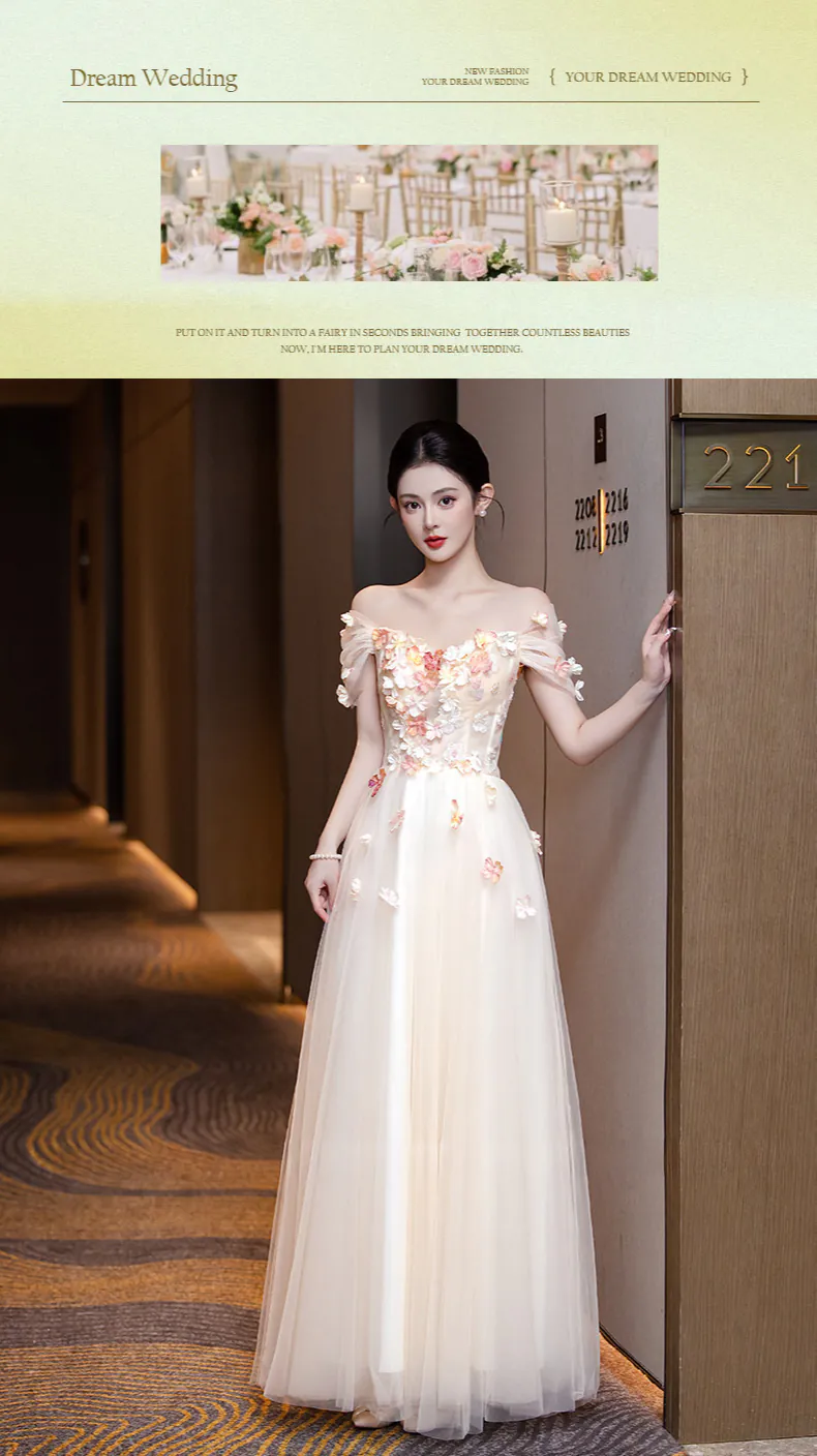 Sweet Floral Garden Beach Engagement Wedding Chiffon Bridesmaid Dress (Size: XL, Style: Style D)