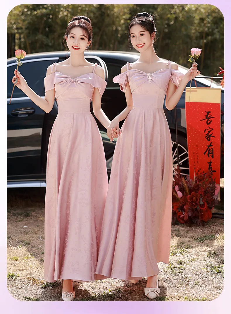Sweet-Pink-Jacquard-Bridesmaid-Dress-Wedding-Party-Formal-Gown10