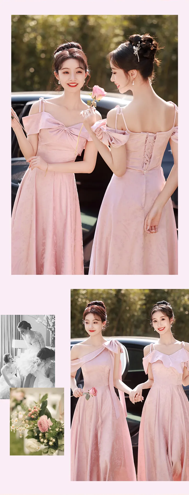 Sweet-Pink-Jacquard-Bridesmaid-Dress-Wedding-Party-Formal-Gown16