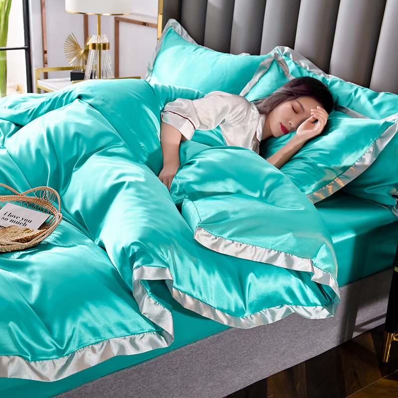 Sweet Style Satin Bed Linen Comforter Cover Sheet Set02