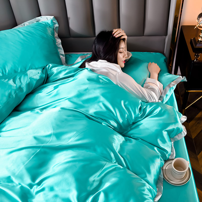 Sweet Style Satin Bed Linen Comforter Cover Sheet Set06
