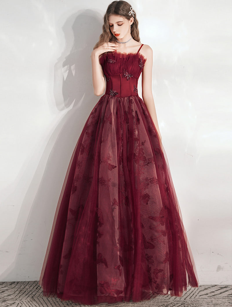 Unique Wine Red Maxi Prom Dress Formal Party Evening Gown01