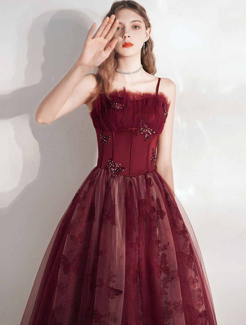 Unique Wine Red Maxi Prom Dress Formal Party Evening Gown02