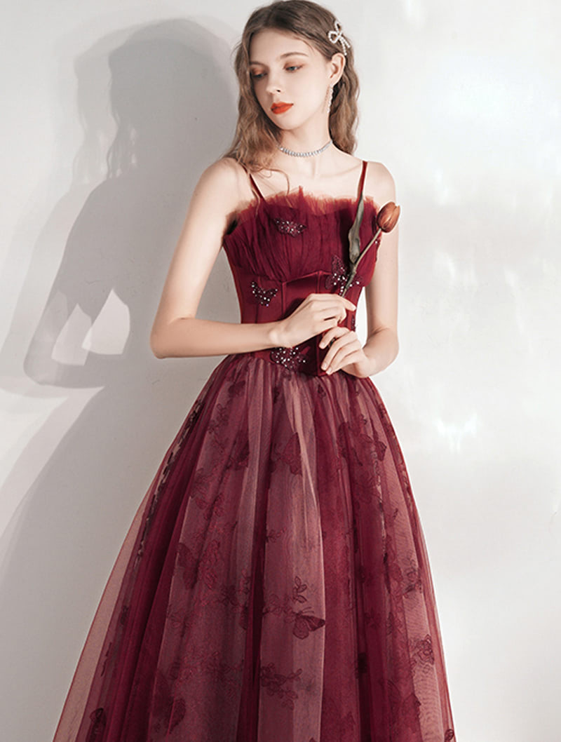 Unique Wine Red Maxi Prom Dress Formal Party Evening Gown01