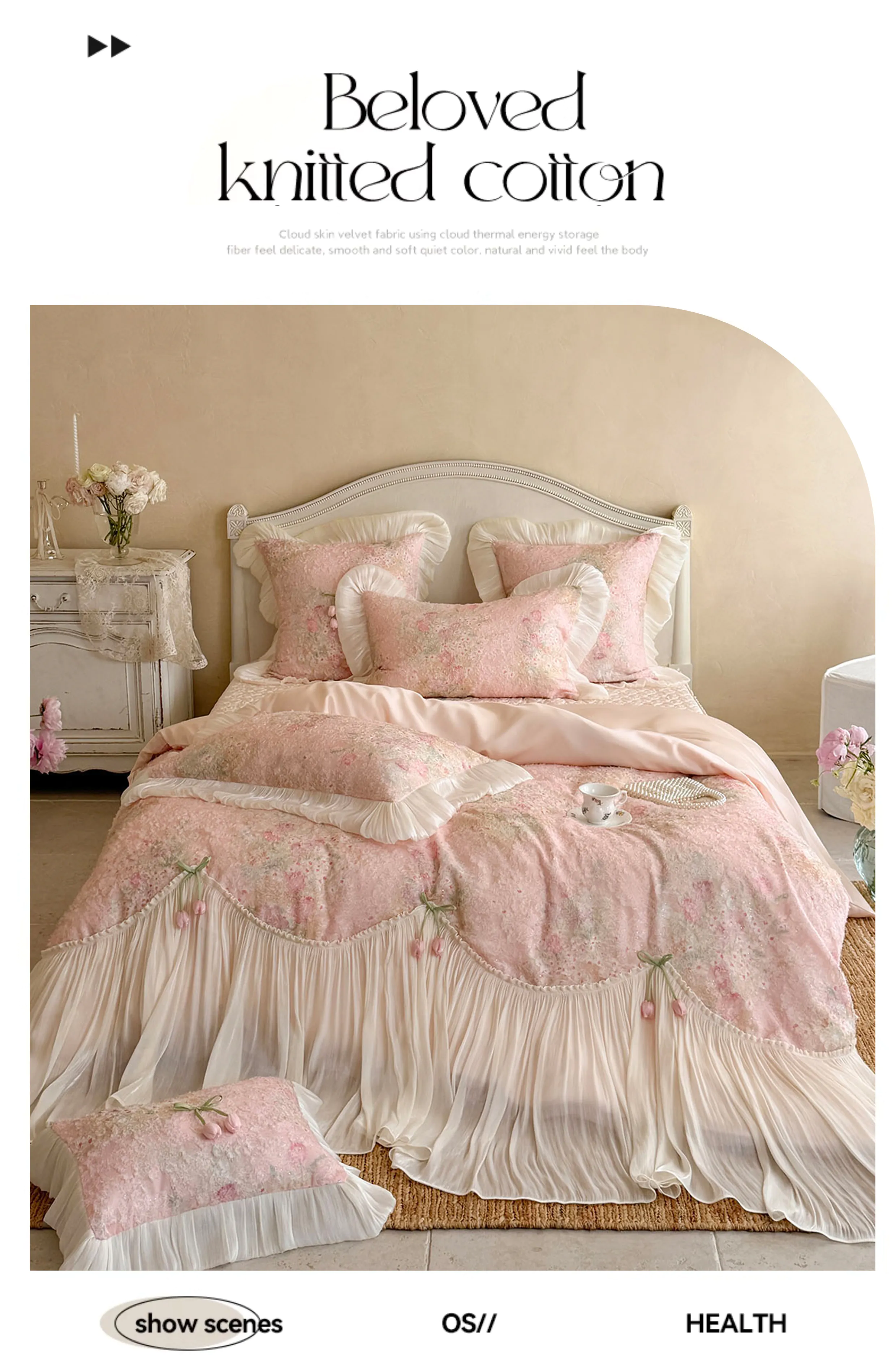 Vintage-100s-Cotton-Botanical-Floral-3D-Tulip-Ruffled-Edge-Bedding-Set11