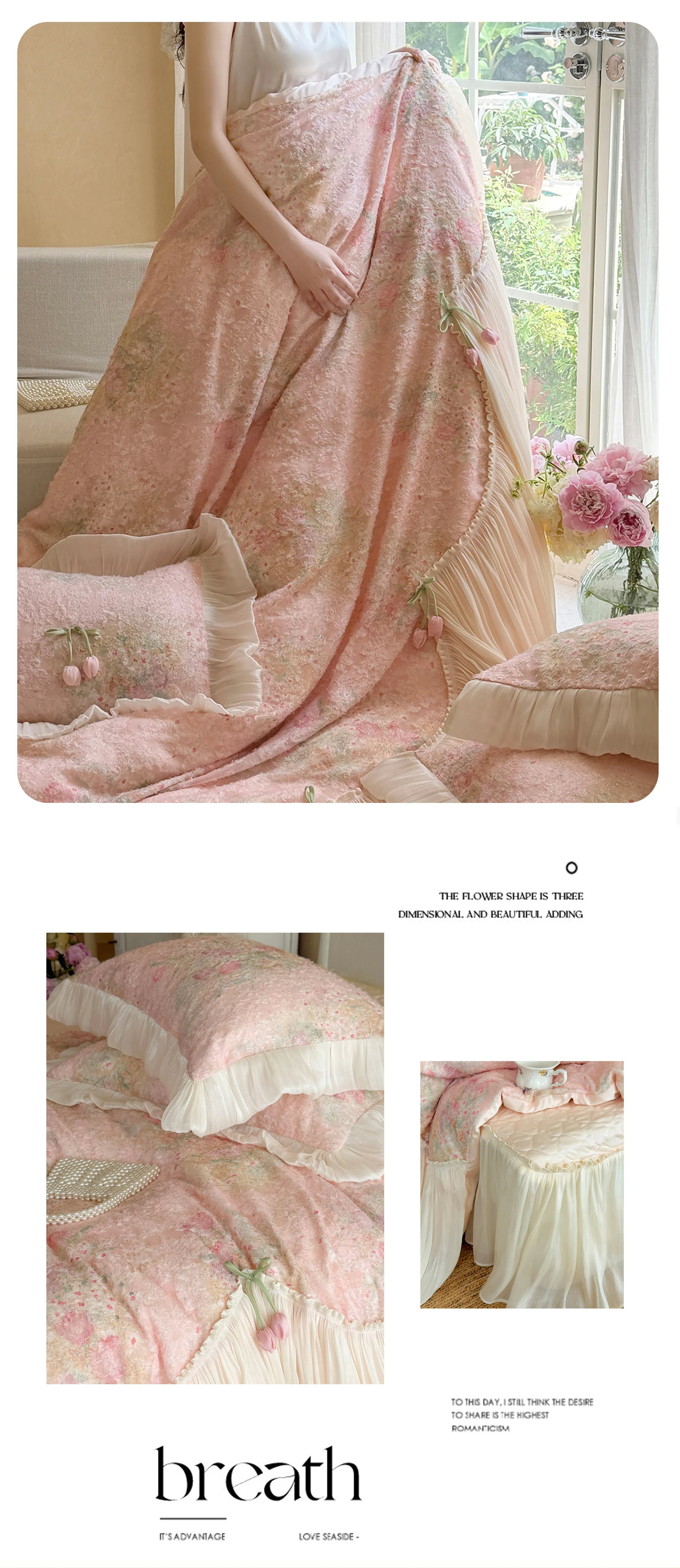 Vintage-100s-Cotton-Botanical-Floral-3D-Tulip-Ruffled-Edge-Bedding-Set15