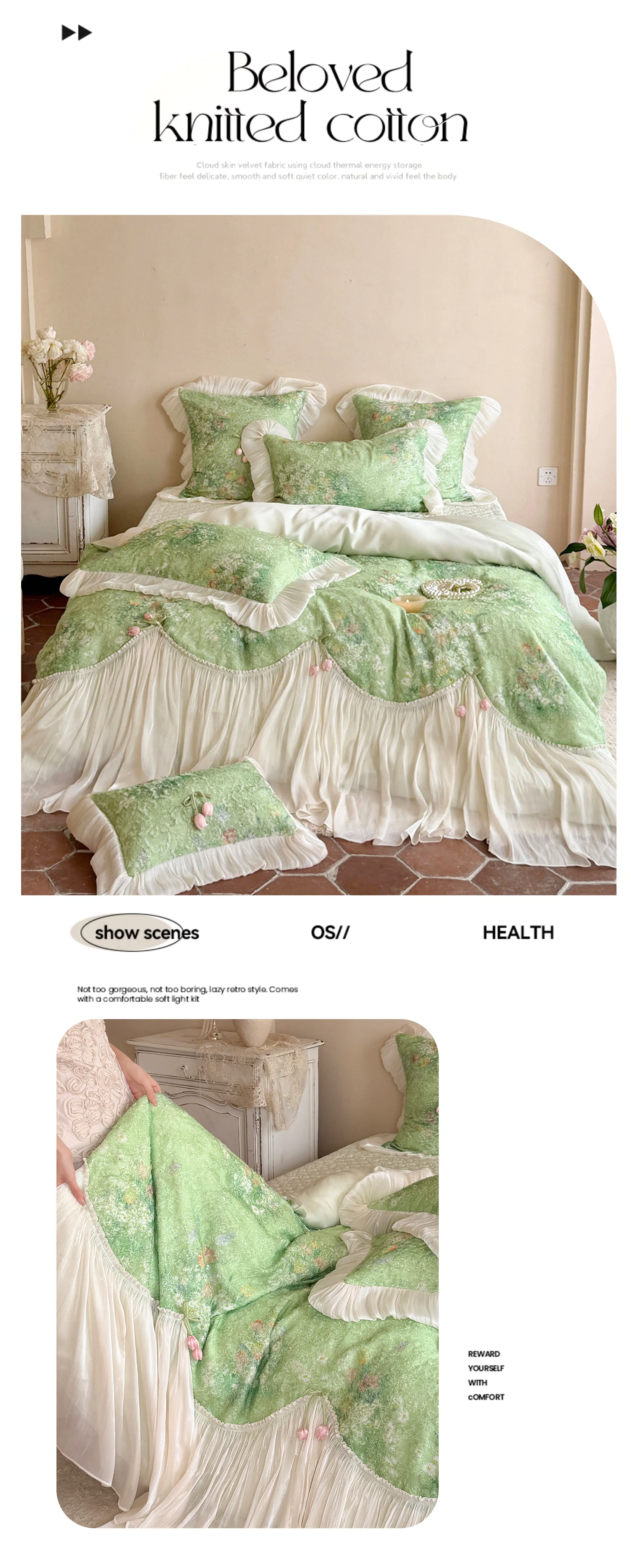 Vintage-100s-Cotton-Botanical-Floral-3D-Tulip-Ruffled-Edge-Bedding-Set17