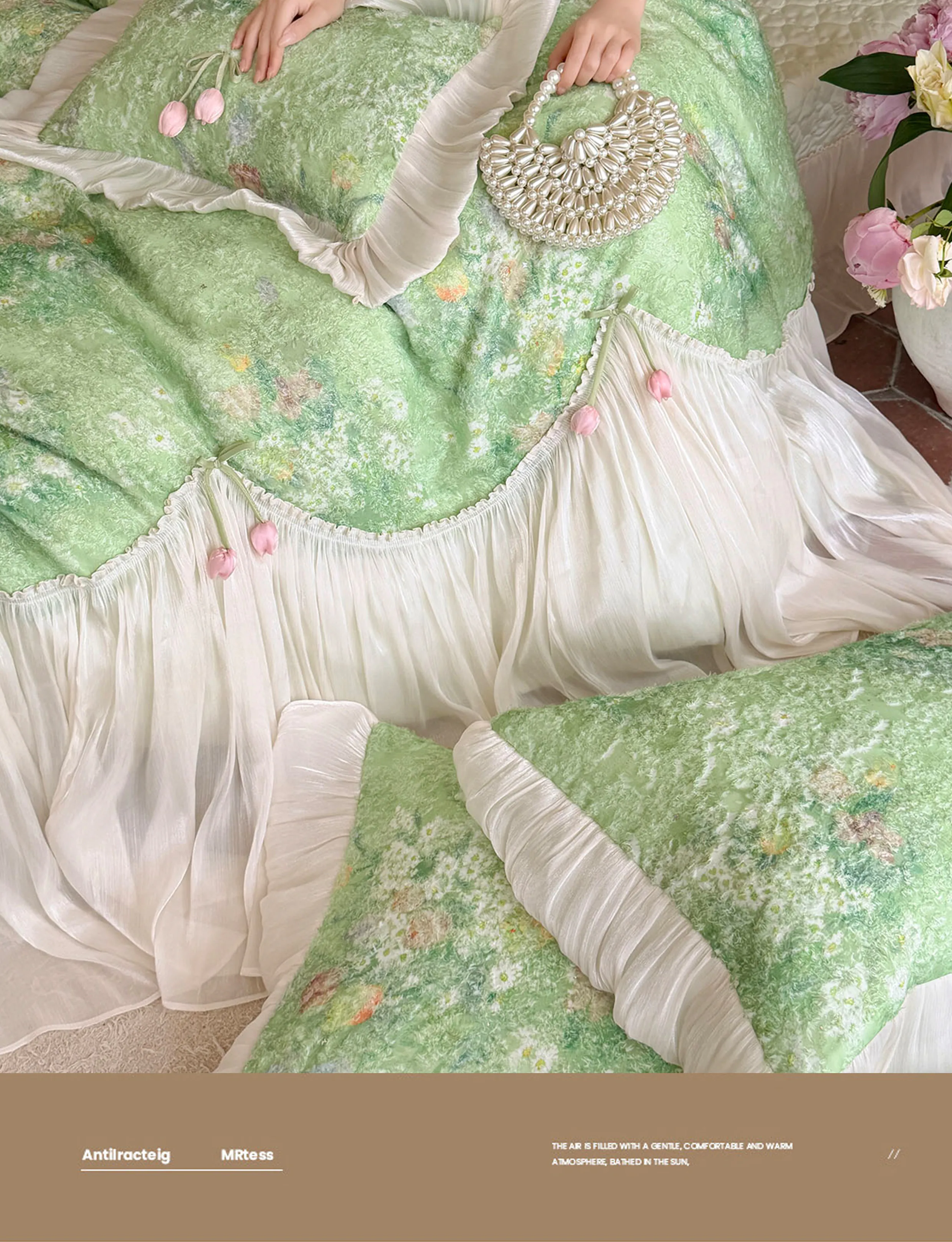Vintage-100s-Cotton-Botanical-Floral-3D-Tulip-Ruffled-Edge-Bedding-Set18