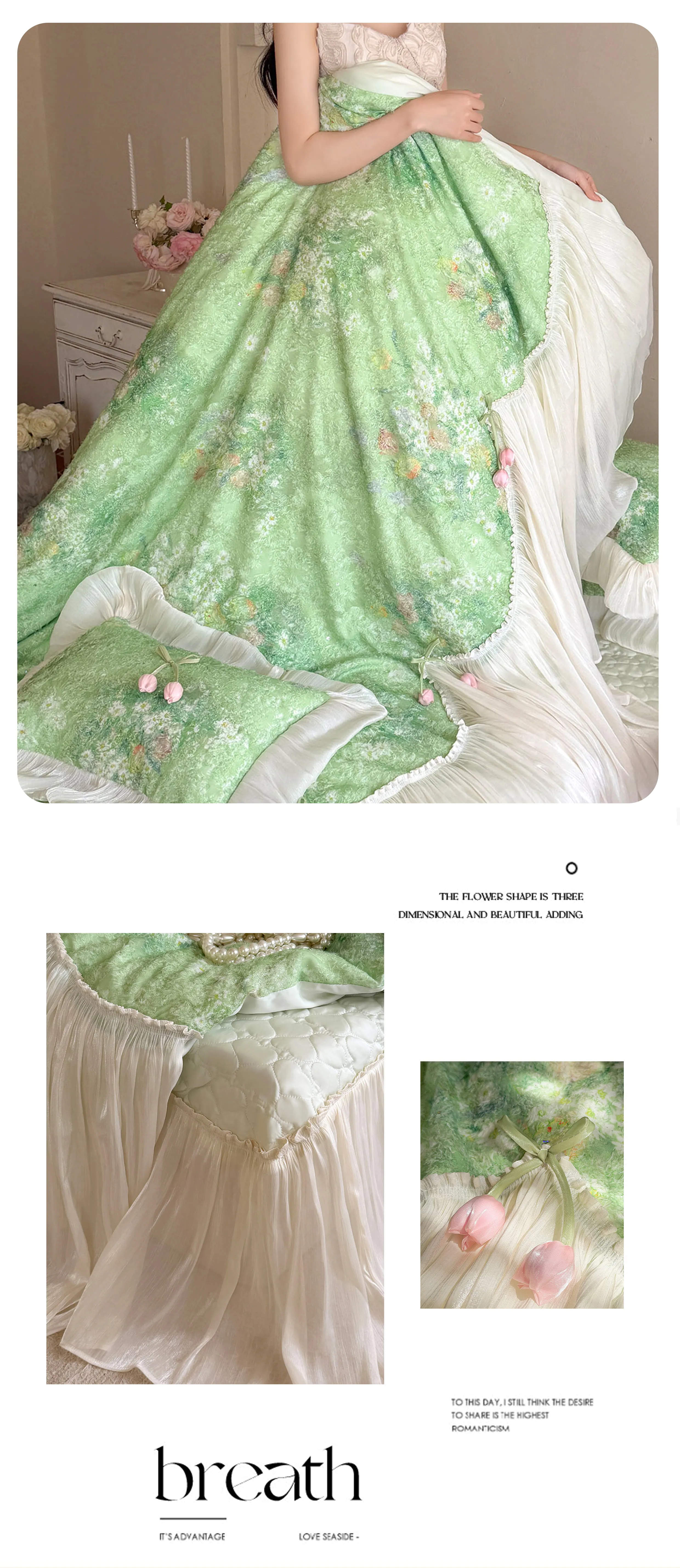 Vintage-100s-Cotton-Botanical-Floral-3D-Tulip-Ruffled-Edge-Bedding-Set20