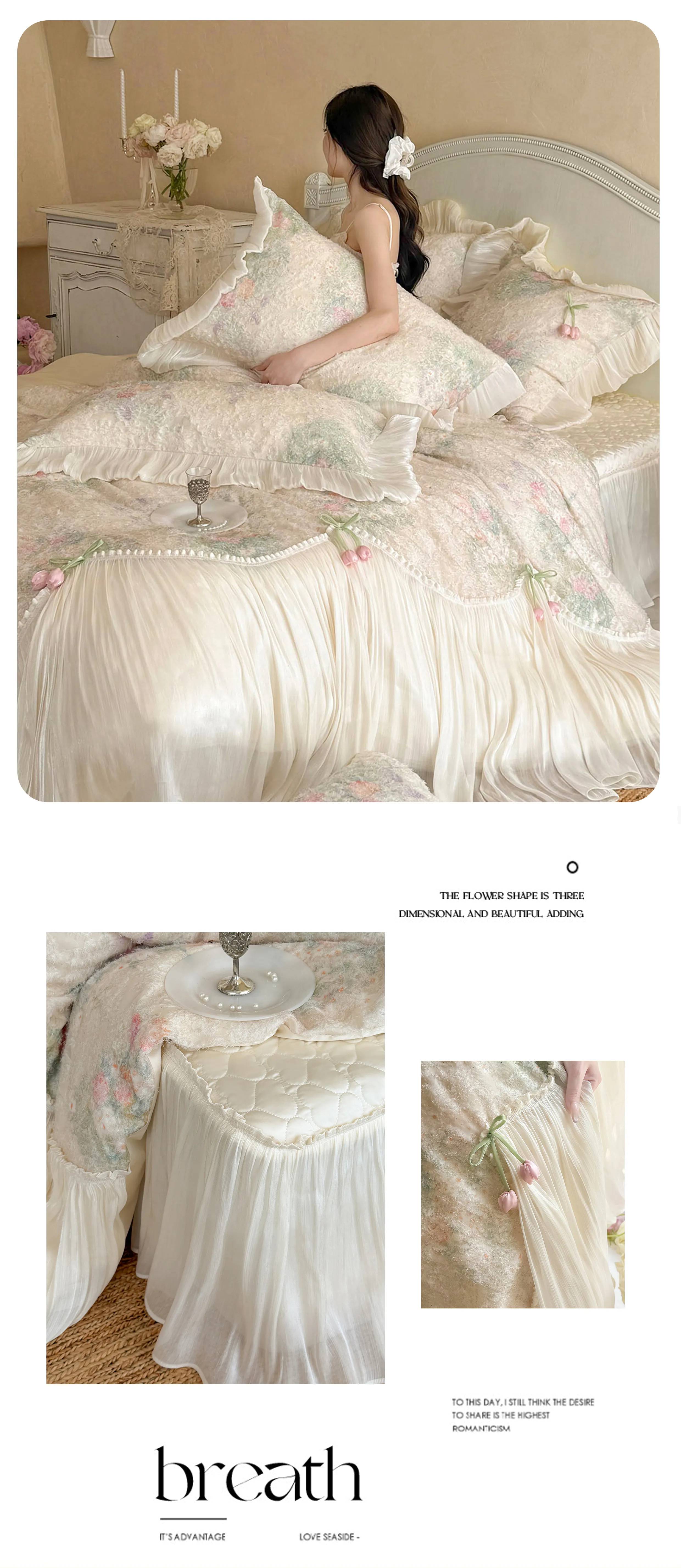 Vintage-100s-Cotton-Botanical-Floral-3D-Tulip-Ruffled-Edge-Bedding-Set25