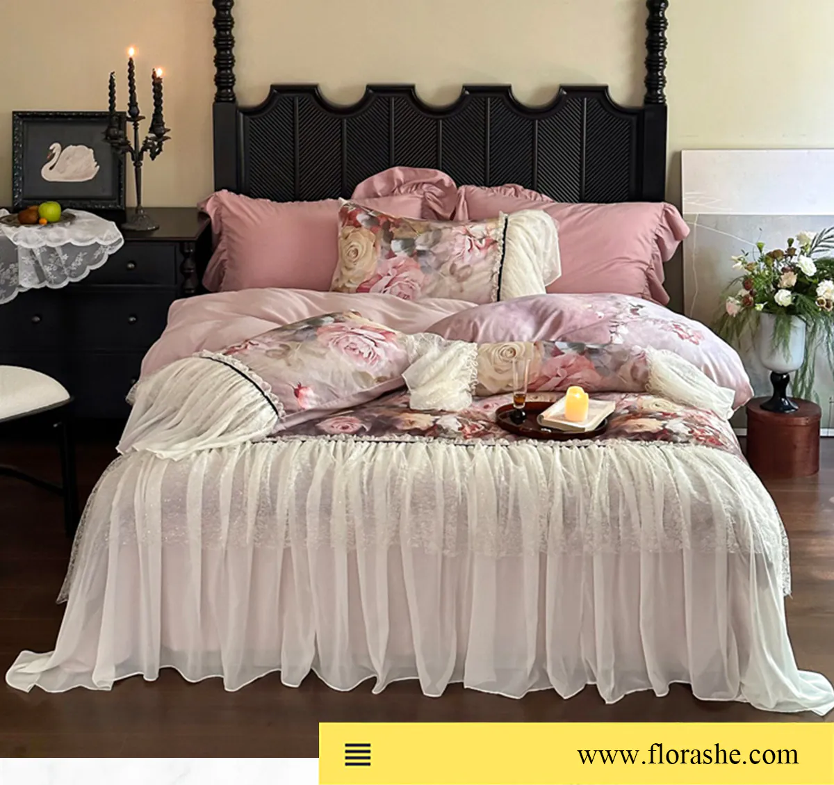 Vintage-60S-Air-brushed-Cotton-Floral-Bed-Sheet-Duvet-Cover-4-Pcs-Set08