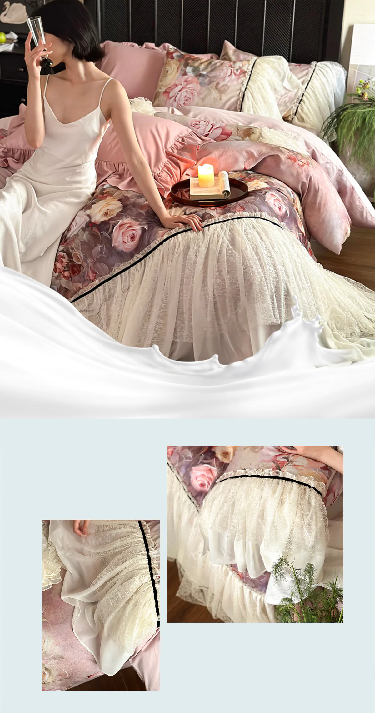 Vintage-60S-Air-brushed-Cotton-Floral-Bed-Sheet-Duvet-Cover-4-Pcs-Set11