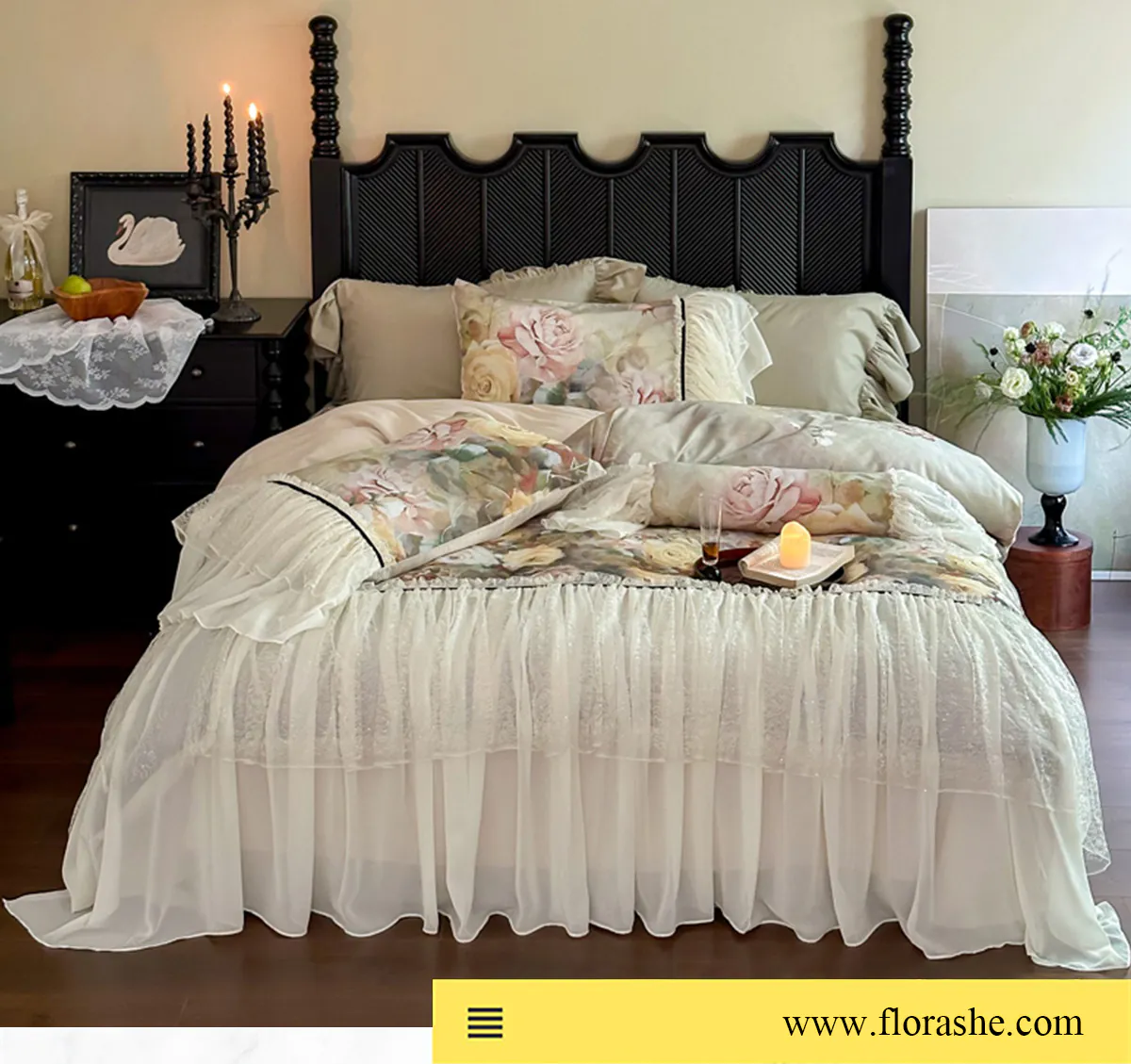 Vintage-60S-Air-brushed-Cotton-Floral-Bed-Sheet-Duvet-Cover-4-Pcs-Set13