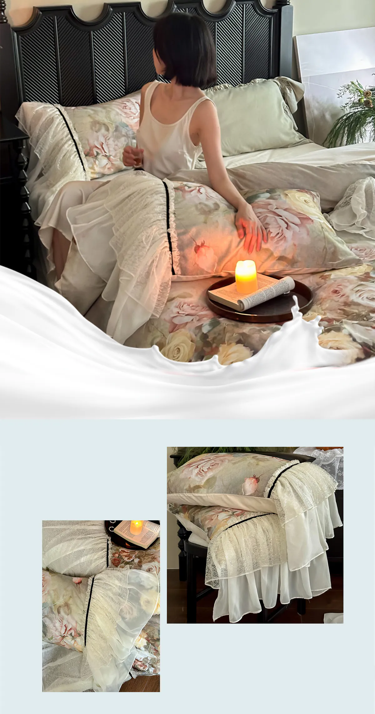 Vintage-60S-Air-brushed-Cotton-Floral-Bed-Sheet-Duvet-Cover-4-Pcs-Set16