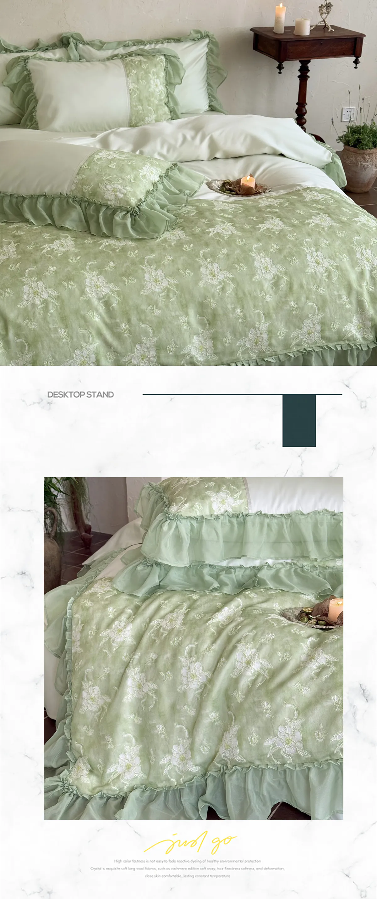Vintage-Sage-Green-Floral-Embroidery-100s-Pure-Cotton-Ruffle-Duvet-Cover-Set11