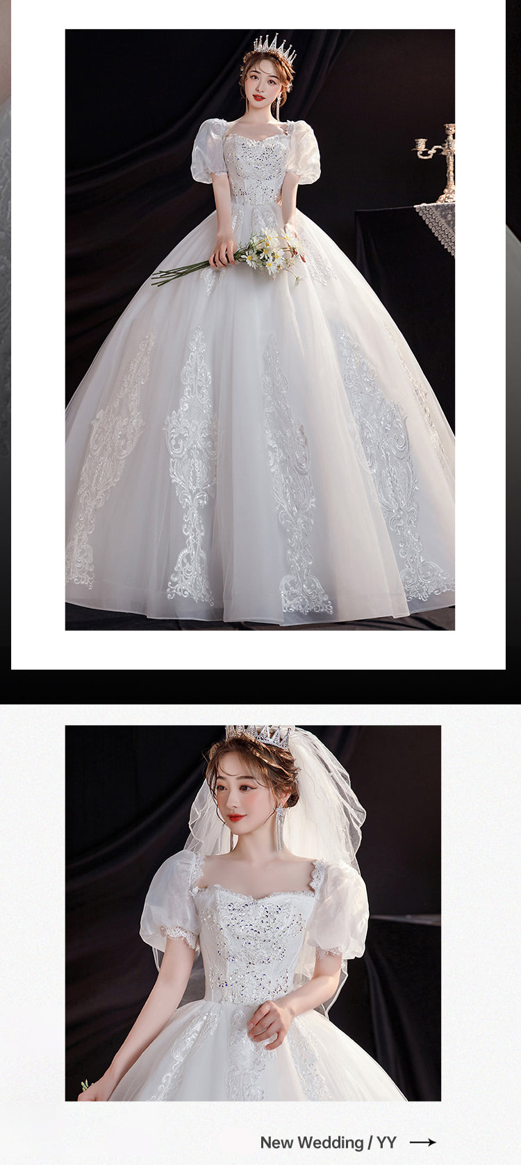Women Simple Princess White Short Sleeve Wedding Maxi Dress08