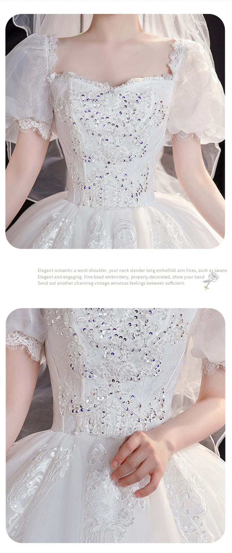 Women Simple Princess White Short Sleeve Wedding Maxi Dress09