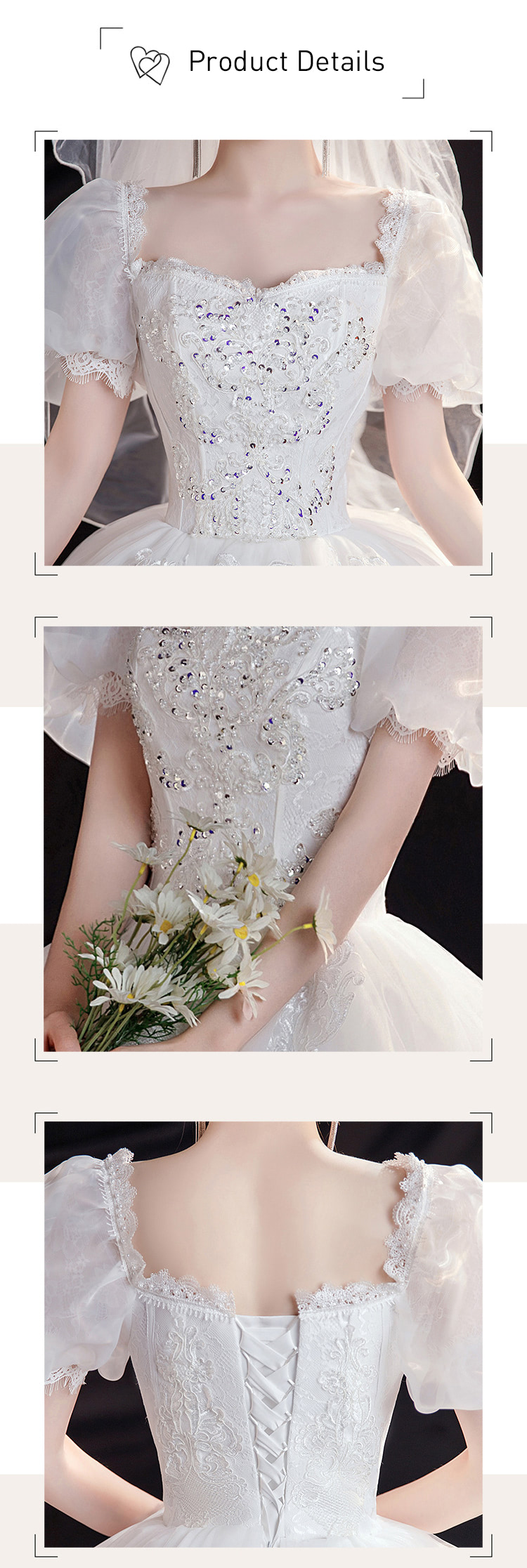 Women Simple Princess White Short Sleeve Wedding Maxi Dress15