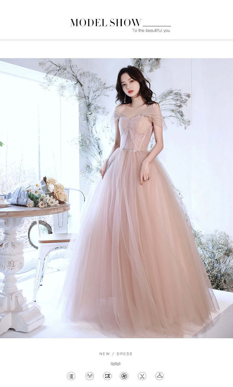 A Line Pink Tulle Long Dress for Prom Party and Homecoming08