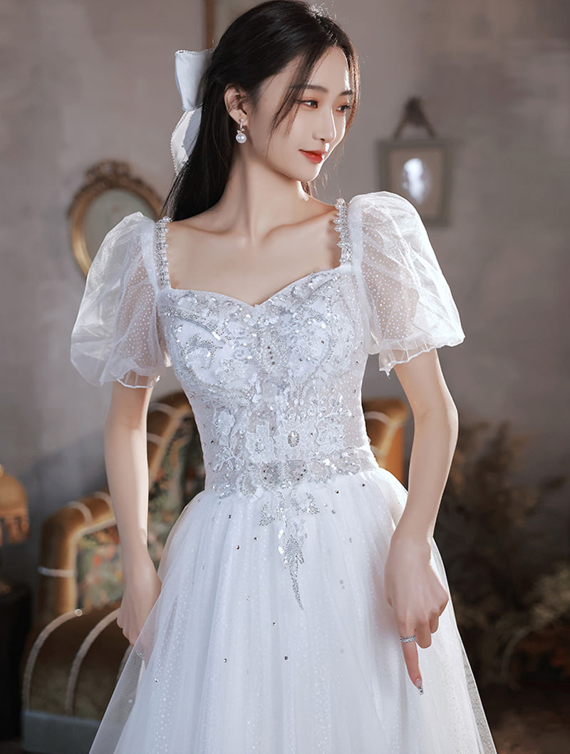 A Line White Prom Party Ball Gown Embroidery Homecoming Long Dress01