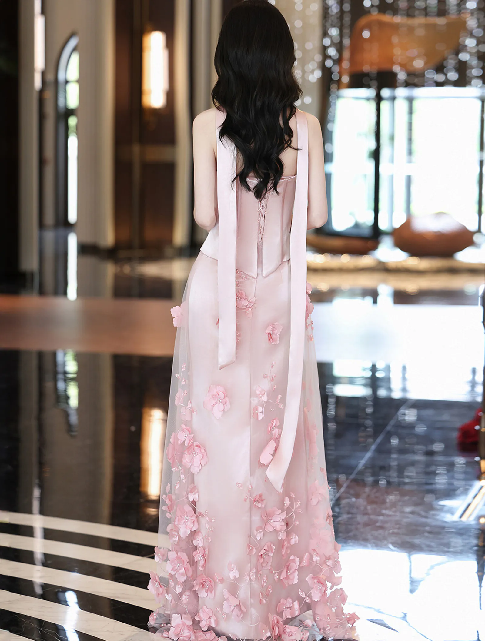 Blush Pink Princess 3D Floral Strapless Corset Evening Gown Prom Dress06 Blush Pink Princess 3D Floral Strapless Corset Evening Gown Prom Dress06