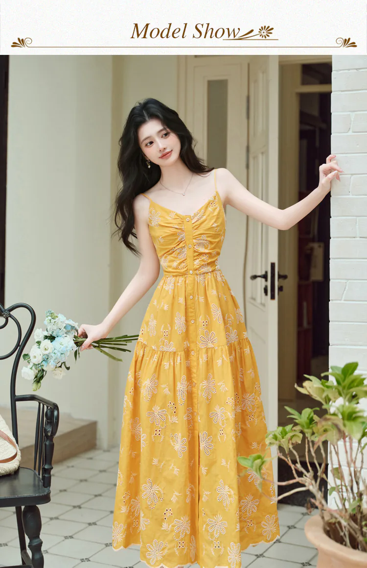 Chic-Boho-Yellow-Embroidery-Spaghetti-Strap-Dress-with-Crochet-Cardigan-Set08