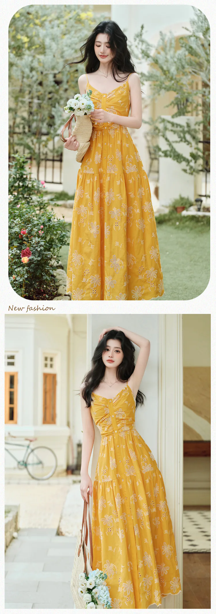 Chic-Boho-Yellow-Embroidery-Spaghetti-Strap-Dress-with-Crochet-Cardigan-Set10