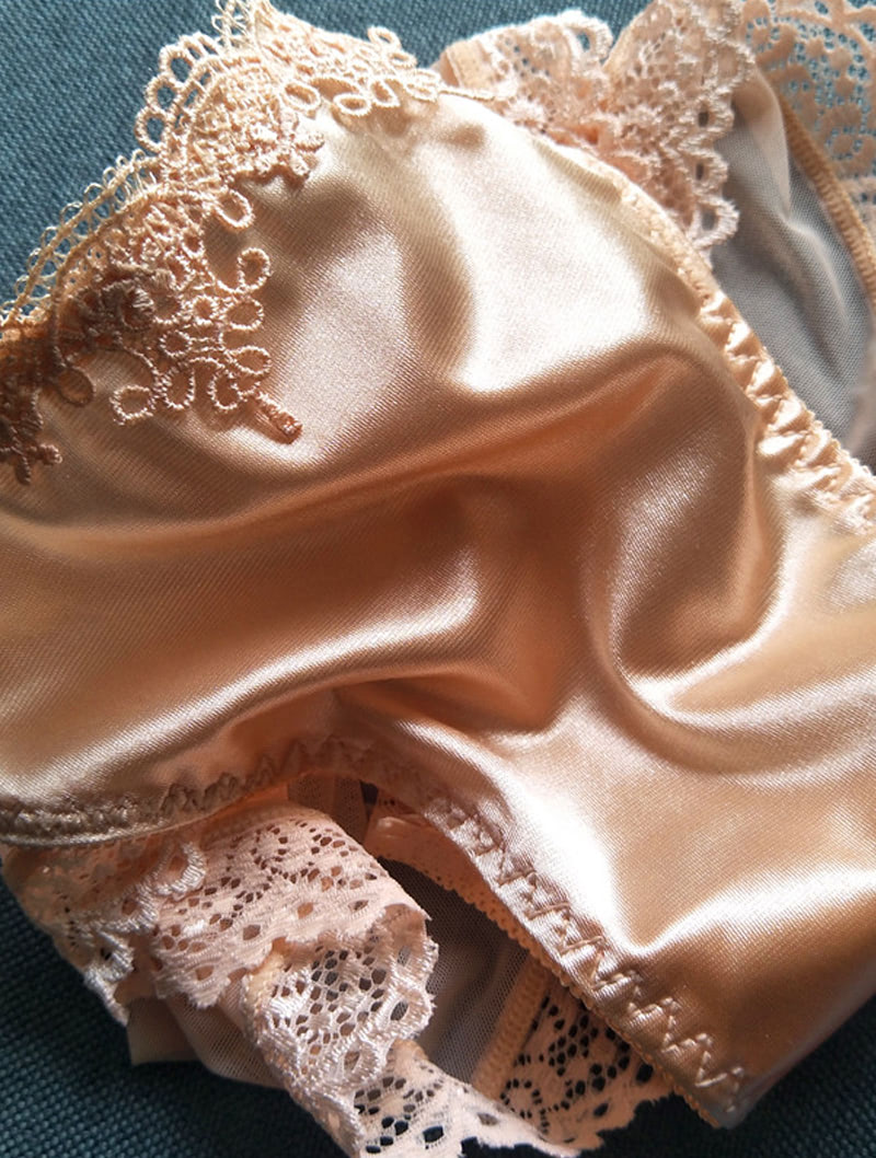 Elastic Satin Smooth Mid-Waist Embroidery Underwear Panties05