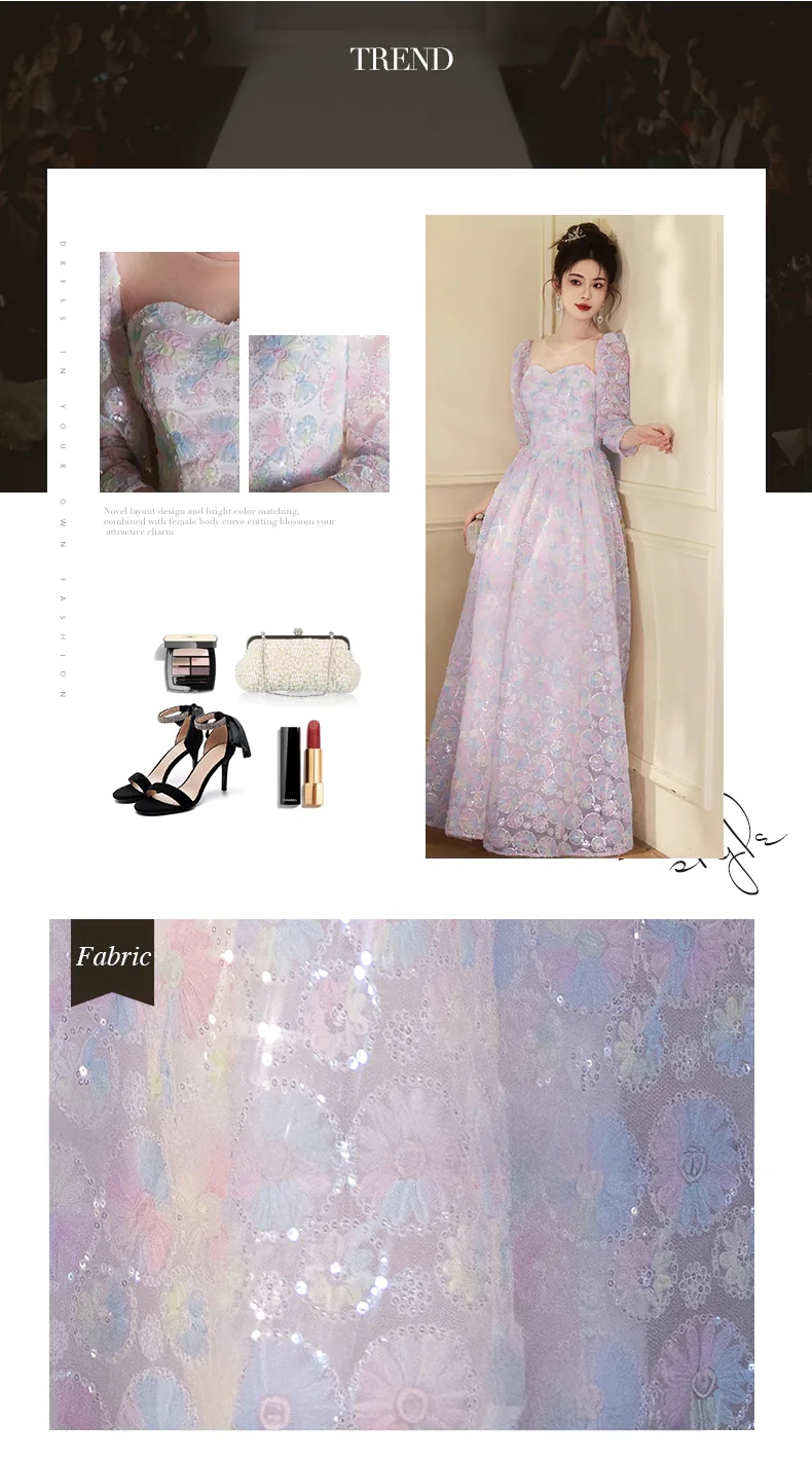Fairy-Colorful-Princess-Round-Tulle-Neck-34-Sleeve-Evening-Dress-Ball-Gown08