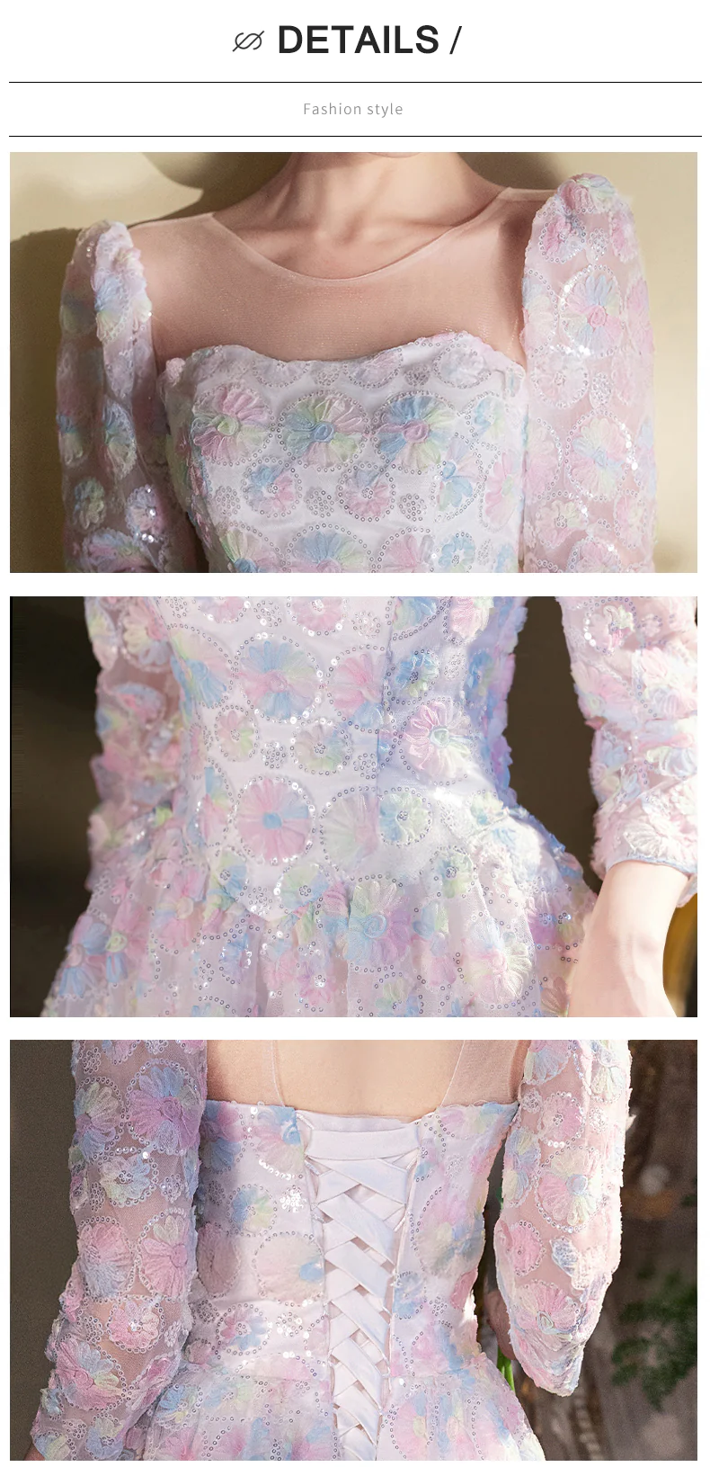 Fairy-Colorful-Princess-Round-Tulle-Neck-34-Sleeve-Evening-Dress-Ball-Gown16