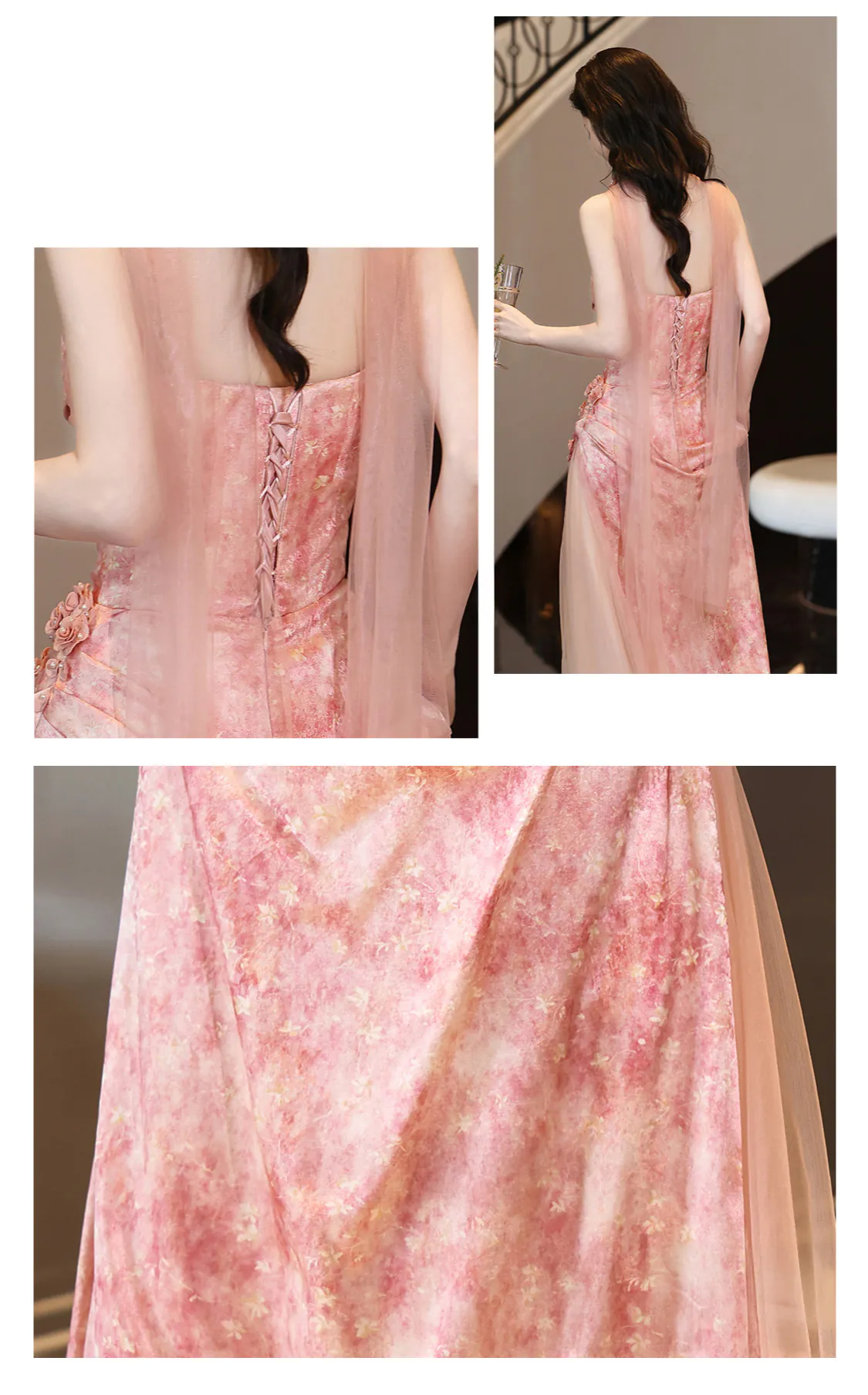Gentle-Pretty-Peach-Pink-Floral-Blossom-Strapless-Formal-Gown-Evening-Dress09